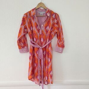 Gretchen Scott Design Shirt Dress Size Large long sleeve bright vibrant pattern